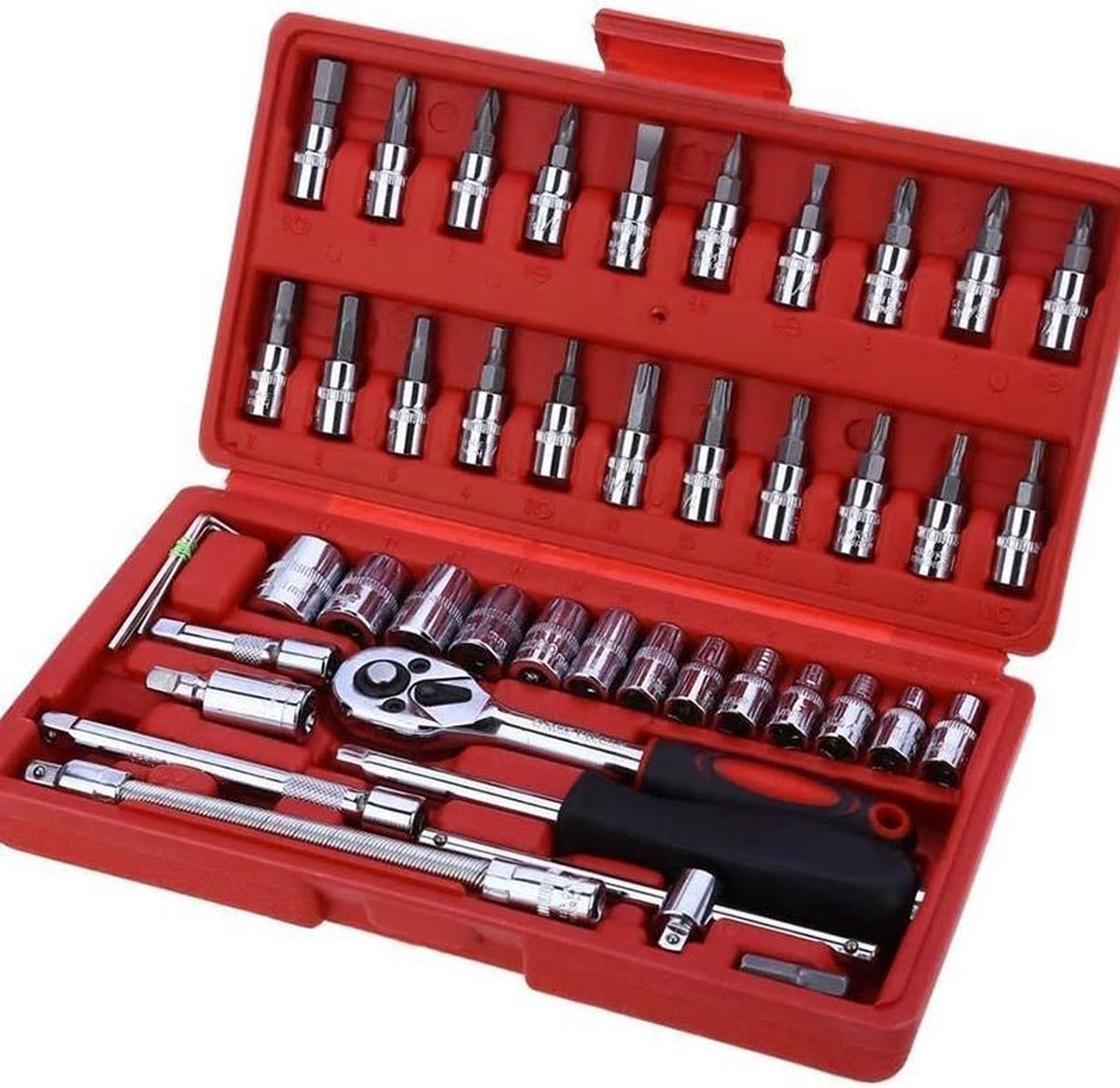 Professionele 46-Delige Dopsleutel Set - Met Momentsleutel Ratel & Verlengstuk