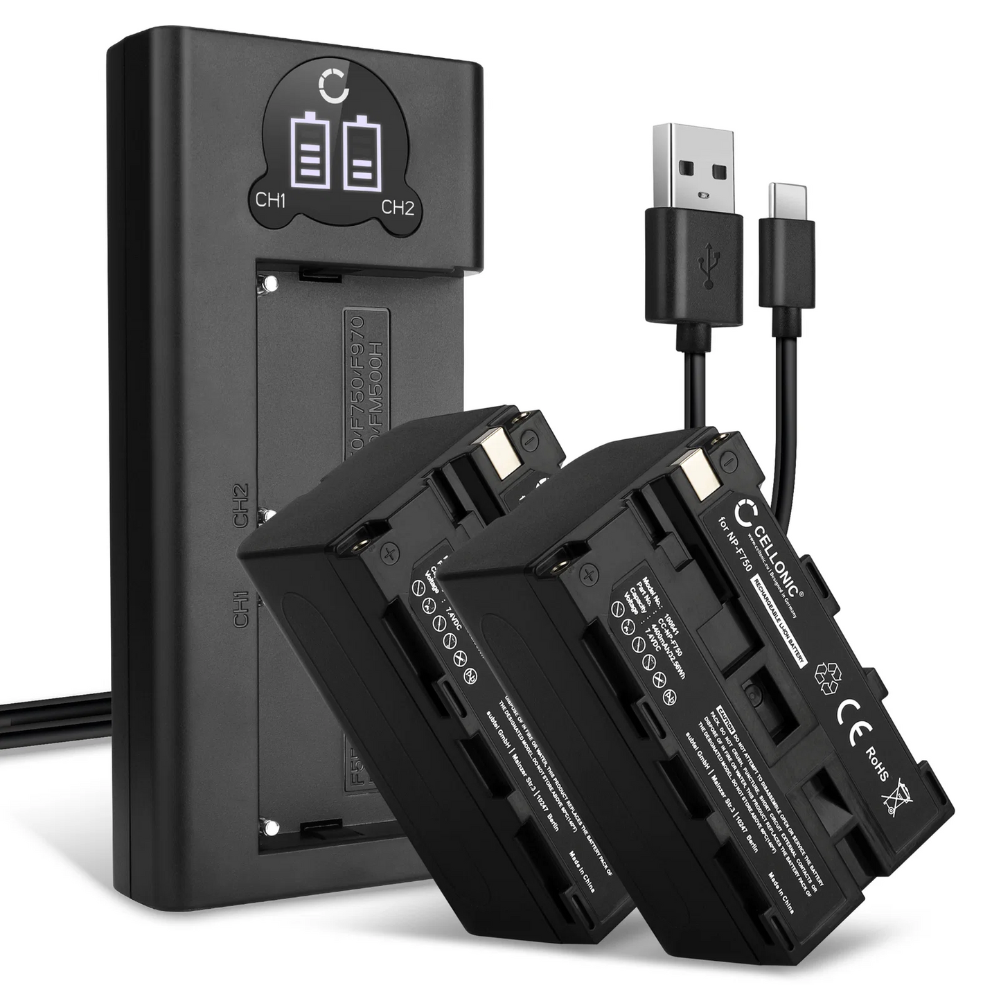 SONY RAVPower NP F550 camera-acculaderset voor Sony (2-pack vervangende batterijen, 2900mAh)