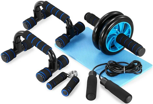 5-delige Fitness set - Opdruksteun - Buikspiertrainer - Ab roller - Push-up Bars - Fitness