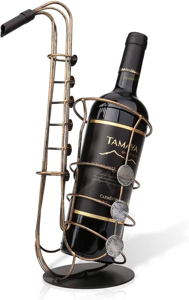 Wijnrek Saxophone Wijn Houder Wijn Plank Metalen Sculptuur Praktische Sculptuur Woondecoratie