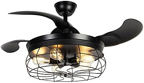 Industriële Plafondventilator met lamp - Zwart - Industrieel