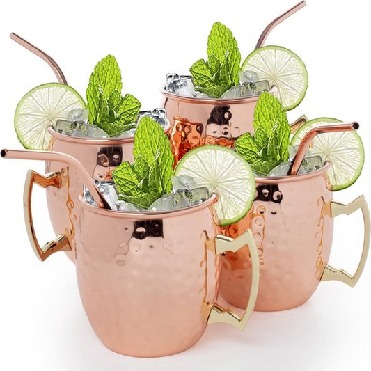 Moscow Mule bekers - Set van 4 - Cocktailbekers - Roestvrijstaal