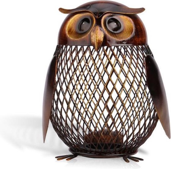 Spaarpot houten spaarvarken – 15 cm - Handgemaakte Uil