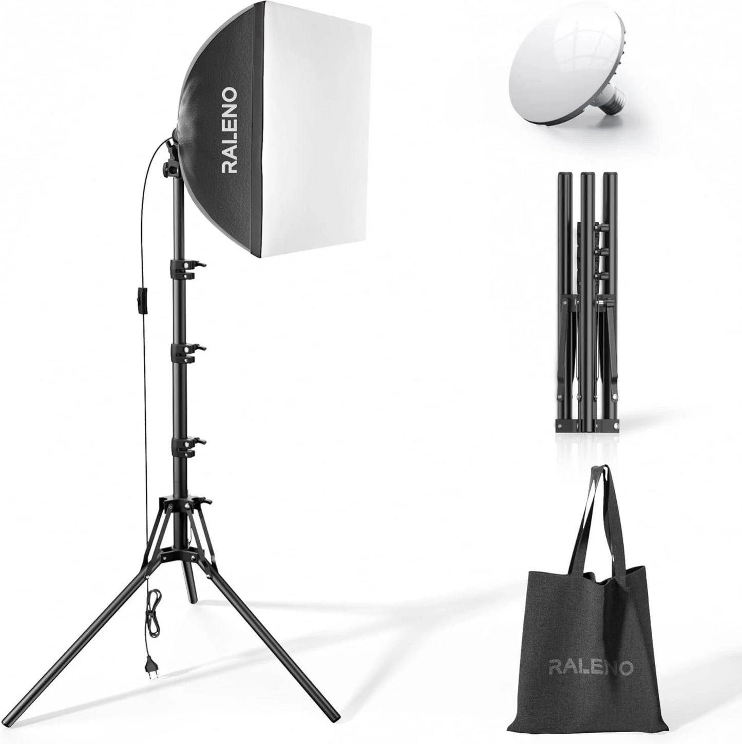 RALENO Softbox Studiolamp - 900W Continu Fotostudio-Apparatuur - Softboxen Fotografie - 2 Stuks