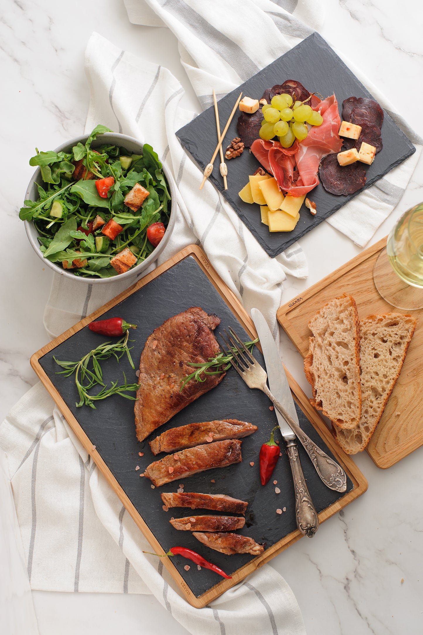 Portuguese stoneware and Oak serving boards with slate (Bulk Sale)