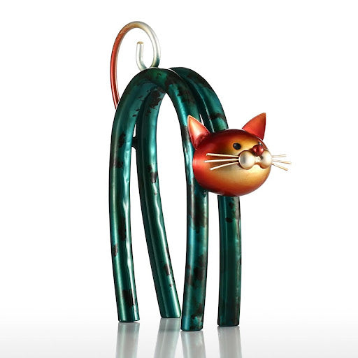Metal Sculpture Little Cat Abstract Design Style Home Decoration